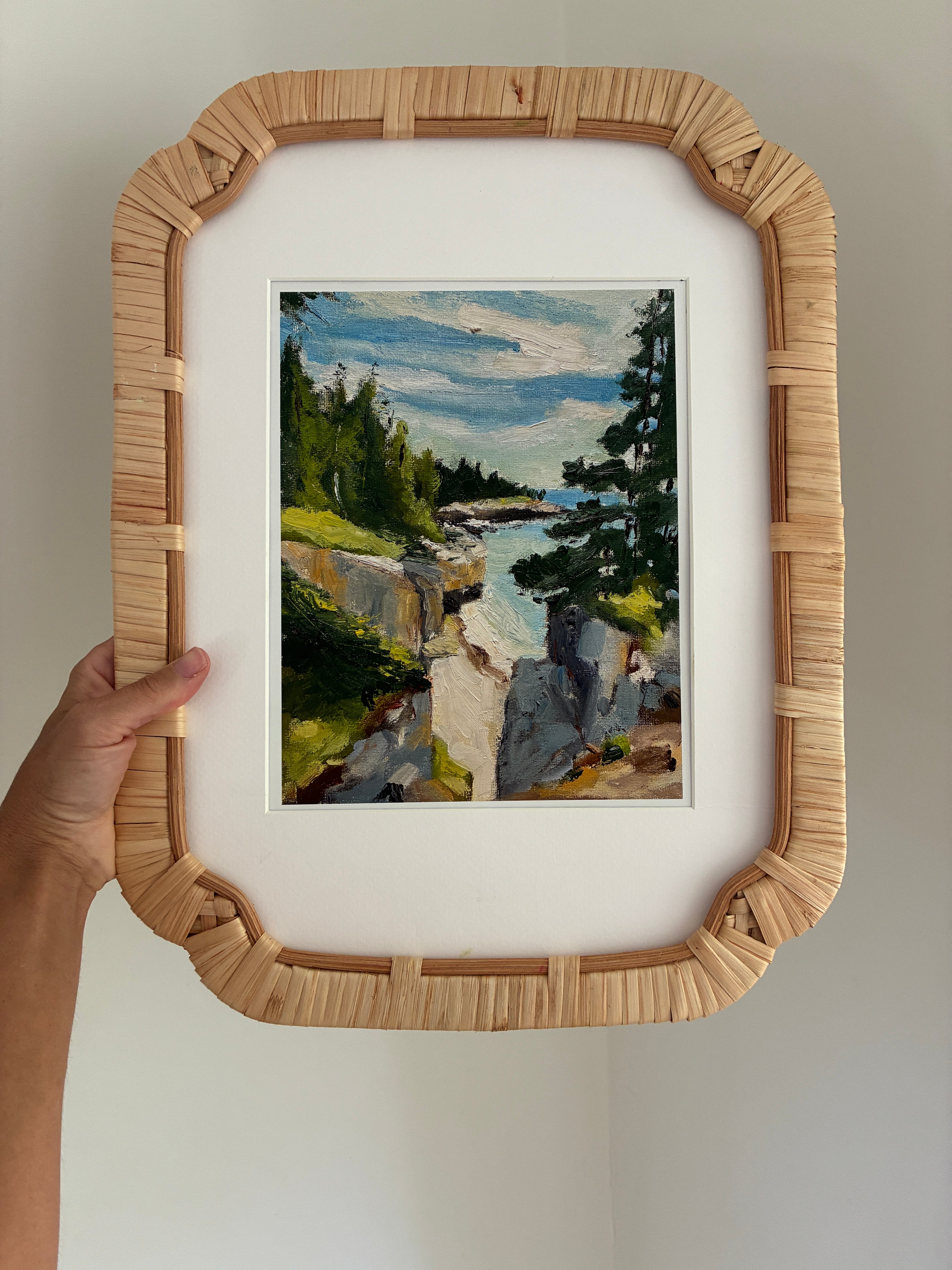 Acadia – Framed Giclee Print | 8×10 in 14×16 Rattan Frame
