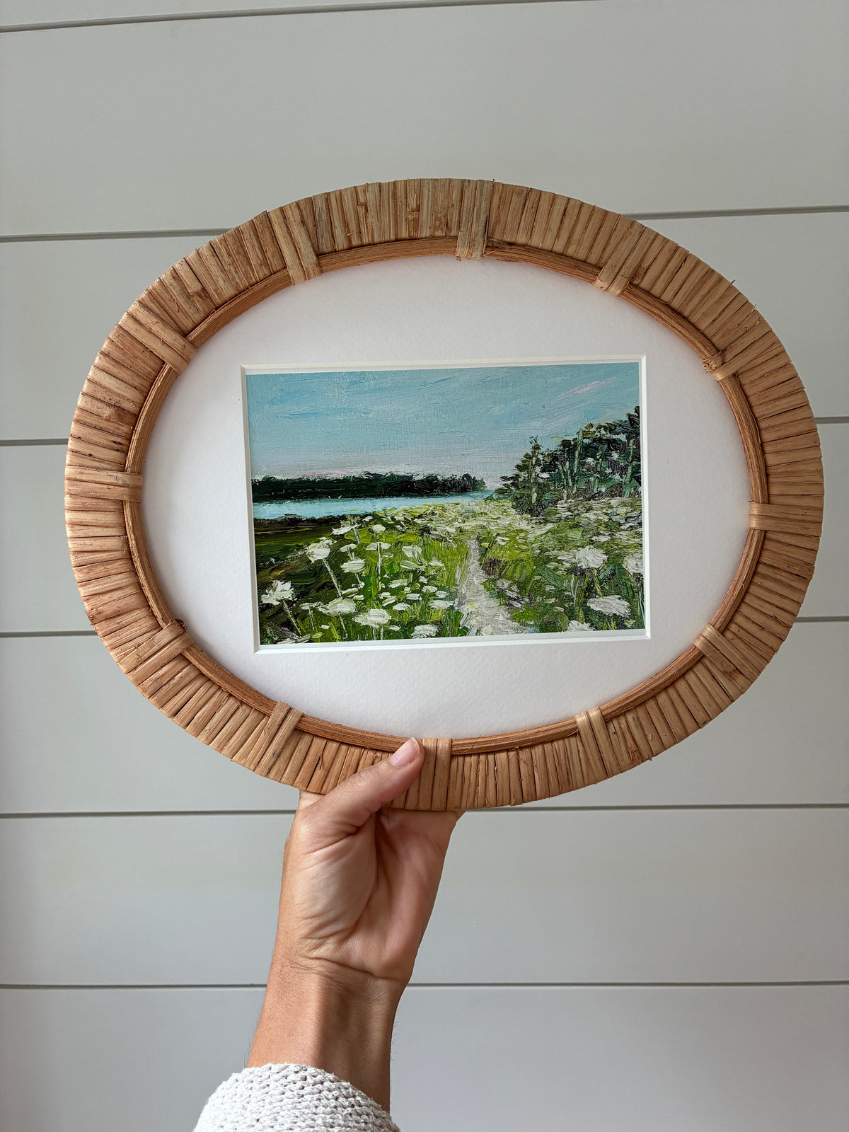 Queen Anne's Lace, Giclee Print, 5x7, Oval Rattan Frame