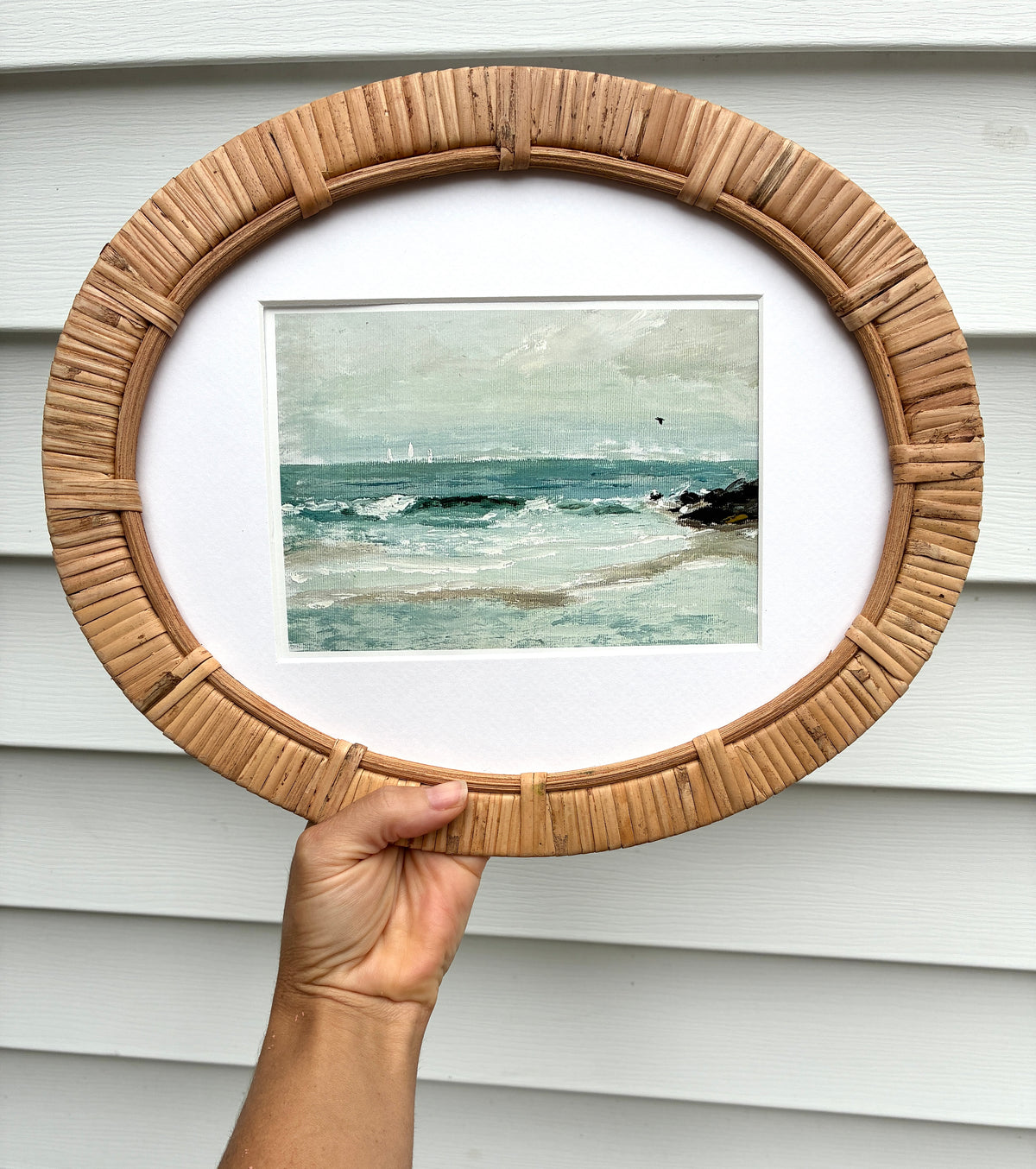 A Day at Sea Girt Beach Giclee print 5x7 – Framed